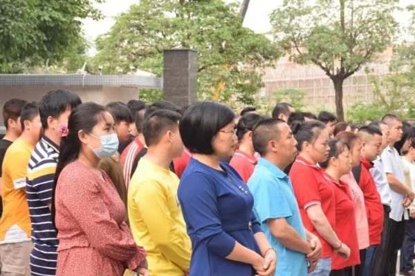 四月也要元氣滿滿！萬昌公司昨日召開全體動員晨會